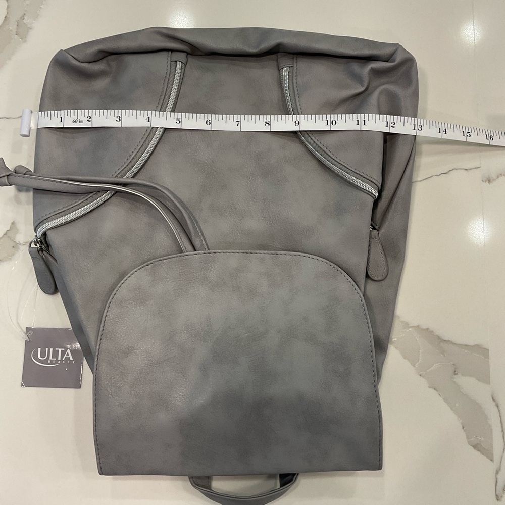 Faux Leather Drawstring Backpack (Gray) - Picture 8 of 11